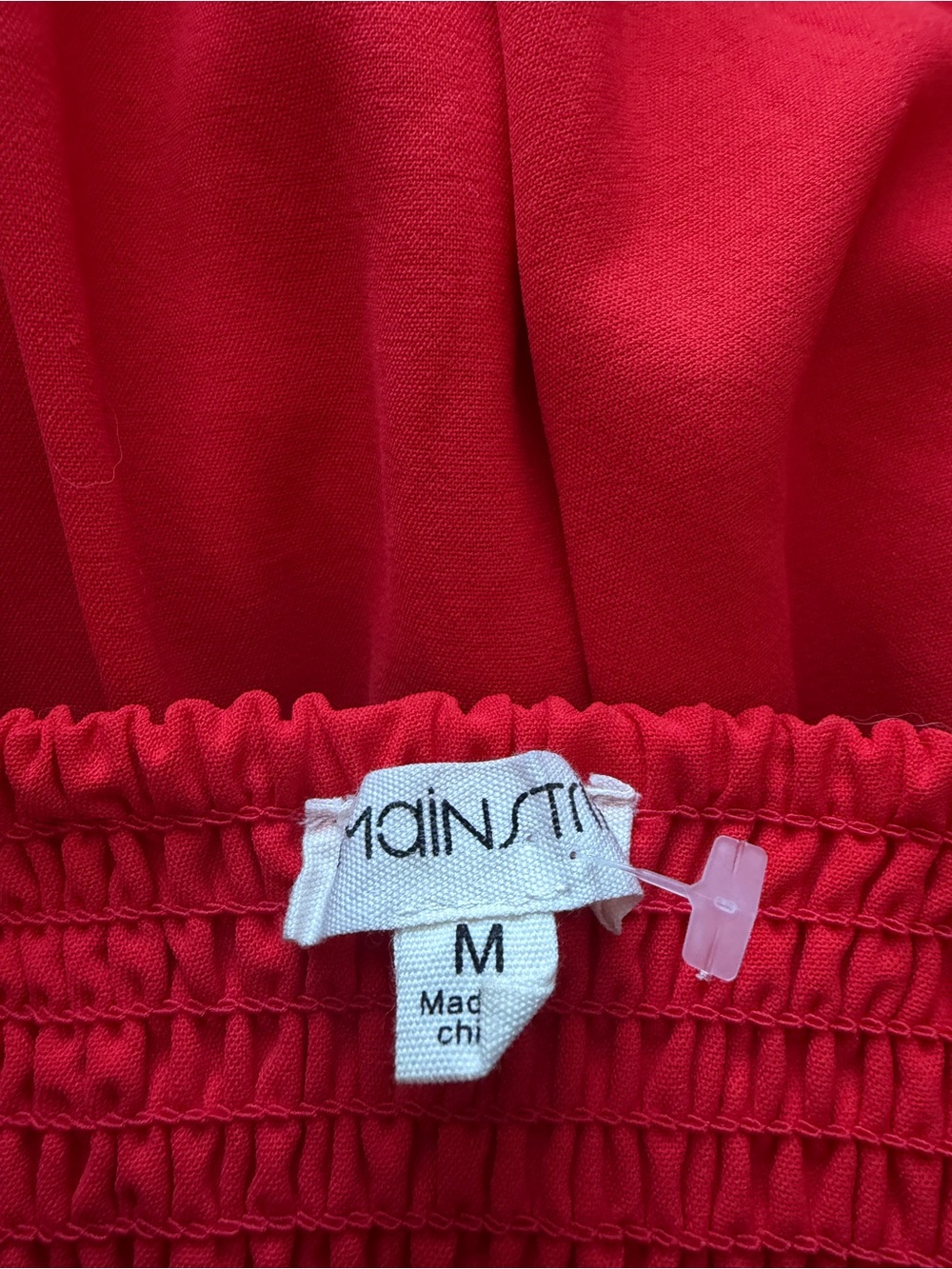 Main Strip Slip Dress is a vibrant red - Picture 5 of 5